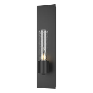 Buy black-with-seeded-clear-glass-ii-glass-and-clear-seedy-shade Pillar Sconce by Hubbardton Forge