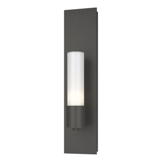 Buy natural-iron-with-opal-glass-gg-glass-and-white-shade Pillar Sconce by Hubbardton Forge