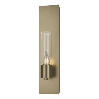 Buy soft-gold-with-seeded-clear-glass-ii-glass-and-clear-seedy-shade Pillar Sconce by Hubbardton Forge