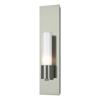 Buy sterling-with-opal-glass-gg-glass-and-white-shade Pillar Sconce by Hubbardton Forge