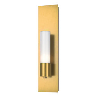Buy modern-brass-with-opal-glass-gg-glass-and-white-shade Pillar Sconce by Hubbardton Forge