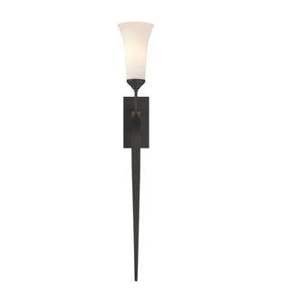 Buy black-with-opal-glass-gg-glass-and-white-shade Sweeping Taper Sconce by Hubbardton Forge