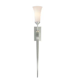 Buy vintage-platinum-with-opal-glass-gg-glass-and-white-shade Sweeping Taper Sconce by Hubbardton Forge