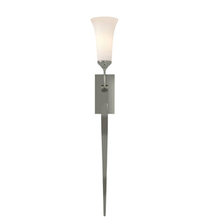 Buy sterling-with-opal-glass-gg-glass-and-white-shade Sweeping Taper Sconce by Hubbardton Forge