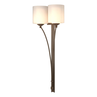 Buy bronze-with-opal-glass-gg-glass-and-white-shade Formae Sconce by Hubbardton Forge