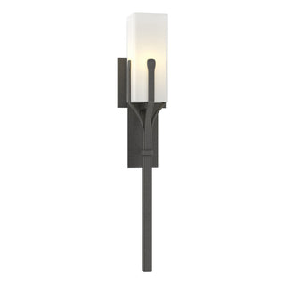 Buy natural-iron-with-opal-glass-gg-glass-and-white-shade Mediki Sconce by Hubbardton Forge