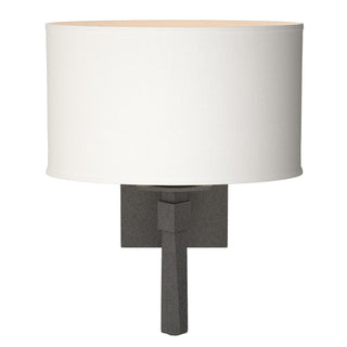 Buy natural-iron-with-natural-anna-shade-sf-glass-and-white-shade Beacon Hall Sconce by Hubbardton Forge