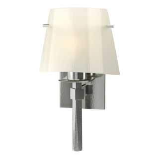 Buy sterling-with-ivory-art-glass-cc-glass-and-natural-cream-shade Beacon Hall Sconce by Hubbardton Forge