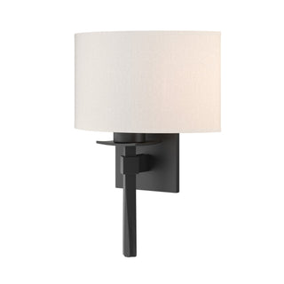 Buy black-with-flax-shade-se-glass-and-white-shade Beacon Hall Sconce by Hubbardton Forge