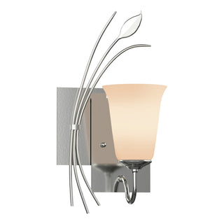 Buy sterling-with-opal-glass-gg-glass-and-white-shade Leaf Sconce by Hubbardton Forge