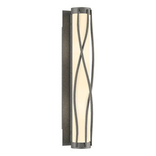 Buy natural-iron-with-opal-glass-gg-glass-and-white-shade Twine Sconce by Hubbardton Forge
