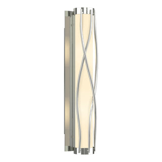 Buy sterling-with-opal-glass-gg-glass-and-white-shade Twine Sconce by Hubbardton Forge