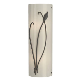 Buy dark-smoke-with-ivory-art-glass-cc-glass-and-white-shade Leaf Sconce by Hubbardton Forge