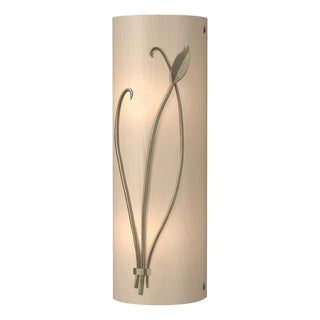 Buy soft-gold-with-white-art-glass-bb-glass-and-white-shade Leaf Sconce by Hubbardton Forge