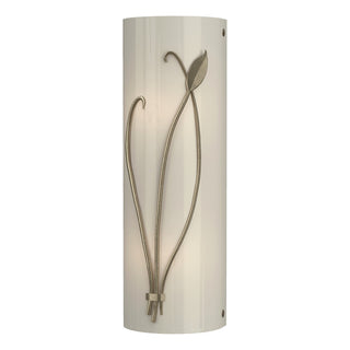 Buy soft-gold-with-ivory-art-glass-cc-glass-and-white-shade Leaf Sconce by Hubbardton Forge