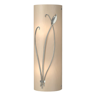 Buy sterling-with-white-art-glass-bb-glass-and-white-shade Leaf Sconce by Hubbardton Forge