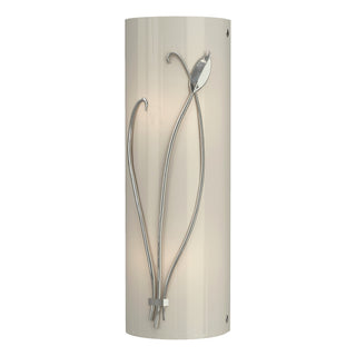 Buy sterling-with-ivory-art-glass-cc-glass-and-white-shade Leaf Sconce by Hubbardton Forge