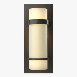Buy dark-smoke-with-opal-glass-gg-glass-and-white-shade Banded Sconce by Hubbardton Forge