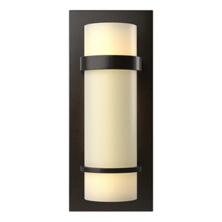Buy oil-rubbed-bronze-with-opal-glass-gg-glass-and-white-shade Banded Sconce by Hubbardton Forge