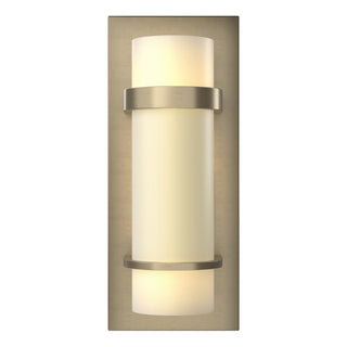 Buy soft-gold-with-opal-glass-gg-glass-and-white-shade Banded Sconce by Hubbardton Forge