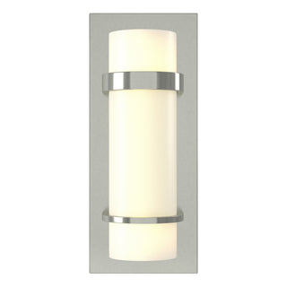 Buy sterling-with-opal-glass-gg-glass-and-white-shade Banded Sconce by Hubbardton Forge