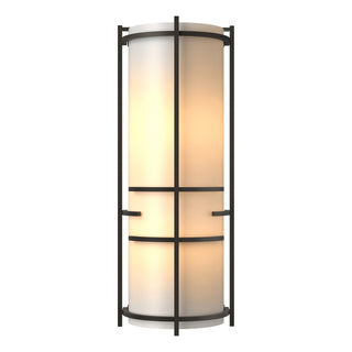 Buy dark-smoke-with-white-art-glass-bb-glass-and-white-shade Banded Sconce by Hubbardton Forge