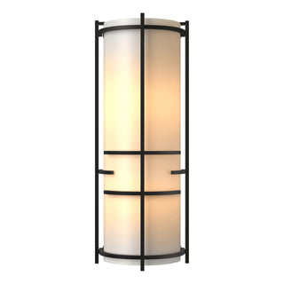 Buy black-with-white-art-glass-bb-glass-and-white-shade Banded Sconce by Hubbardton Forge