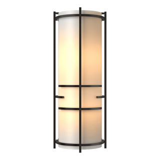 Buy oil-rubbed-bronze-with-white-art-glass-bb-glass-and-white-shade Banded Sconce by Hubbardton Forge