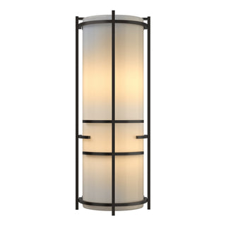 Buy oil-rubbed-bronze-with-ivory-art-glass-cc-glass-and-white-shade Banded Sconce by Hubbardton Forge