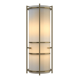 Buy modern-brass-with-ivory-art-glass-cc-glass-and-white-shade Banded Sconce by Hubbardton Forge