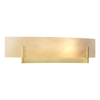 Buy modern-brass-with-amber-swirl-glass-aa-glass-and-amber-brown-shade Axis Sconce by Hubbardton Forge