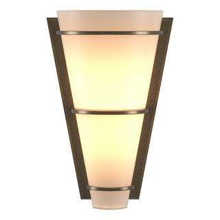 Buy soft-gold-with-opal-glass-gg-glass-and-white-shade Half Cone Sconce by Hubbardton Forge