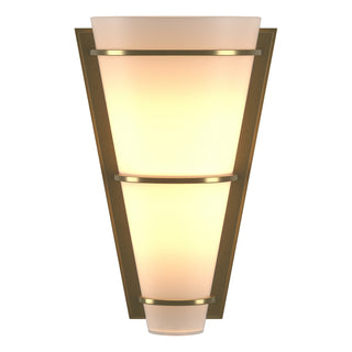 Buy modern-brass-with-opal-glass-gg-glass-and-white-shade Half Cone Sconce by Hubbardton Forge