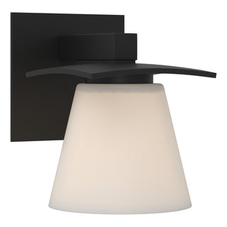 Buy black-with-opal-glass-gg-glass-and-white-shade Wren Sconce by Hubbardton Forge