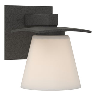 Buy natural-iron-with-opal-glass-gg-glass-and-white-shade Wren Sconce by Hubbardton Forge