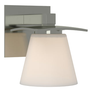 Buy sterling-with-opal-glass-gg-glass-and-white-shade Wren Sconce by Hubbardton Forge