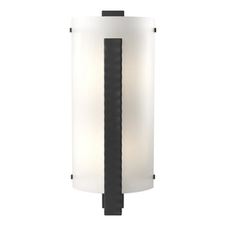 Buy black-with-white-art-glass-bb-glass-and-white-shade Vertical Bar Sconce by Hubbardton Forge