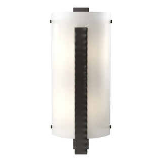 Buy oil-rubbed-bronze-with-white-art-glass-bb-glass-and-white-shade Vertical Bar Sconce by Hubbardton Forge