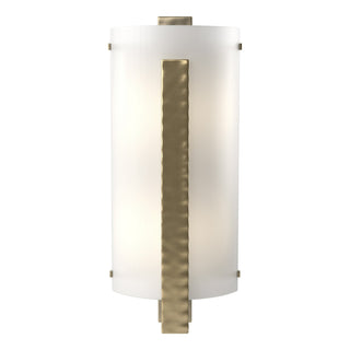 Buy modern-brass-with-white-art-glass-bb-glass-and-white-shade Vertical Bar Sconce by Hubbardton Forge