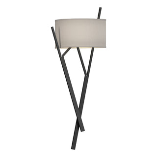 Buy black-with-flax-shade-se-glass-and-white-shade Arbo Sconce by Hubbardton Forge