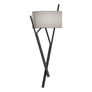 Buy black-with-natural-anna-shade-sf-glass-and-white-shade Arbo Sconce by Hubbardton Forge