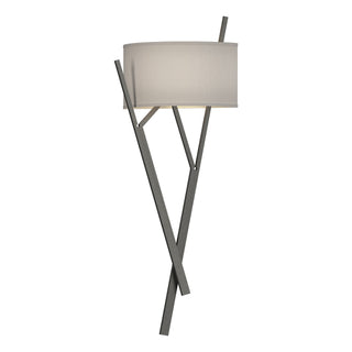Buy natural-iron-with-flax-shade-se-glass-and-white-shade Arbo Sconce by Hubbardton Forge