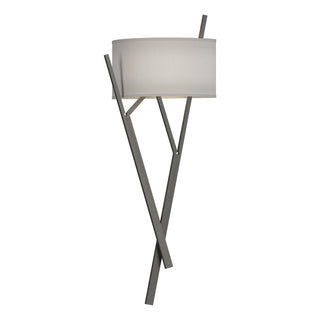 Buy natural-iron-with-natural-anna-shade-sf-glass-and-white-shade Arbo Sconce by Hubbardton Forge