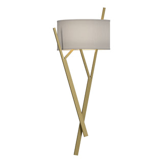 Buy modern-brass-with-flax-shade-se-glass-and-white-shade Arbo Sconce by Hubbardton Forge