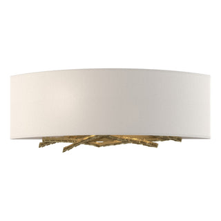 Buy modern-brass-with-flax-shade-se-glass-and-white-shade Brindille Sconce by Hubbardton Forge