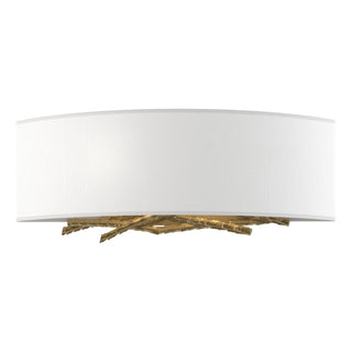 Buy modern-brass-with-natural-anna-shade-sf-glass-and-white-shade Brindille Sconce by Hubbardton Forge