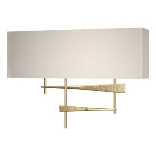 Buy modern-brass-with-flax-shade-se-glass-and-white-shade Cavaletti Sconce by Hubbardton Forge