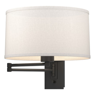 Buy black-with-flax-shade-se-glass-and-white-shade Simple Lines Sconce by Hubbardton Forge
