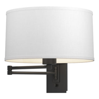 Buy black-with-natural-anna-shade-sf-glass-and-white-shade Simple Lines Sconce by Hubbardton Forge