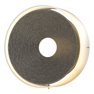 Buy natural-iron-with-opal-glass-gg-glass-and-white-shade Oculus Sconce by Hubbardton Forge